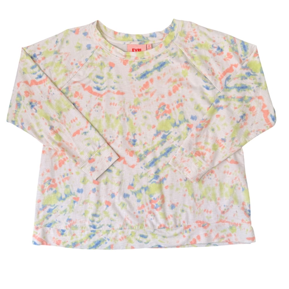 Casual Comfort Evri Lightweight Tie Dye‎ French Terry Pullover 1X Buttery Soft